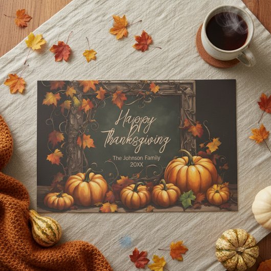 Maple Leaves Pumpkins Thanksgiving Paper Placemat ペーパーパッド