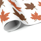 Maple Leaves Wrapping White Pattern ラッピングペーパー (ロールコーナー)