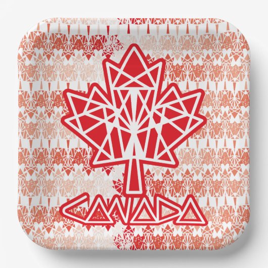 MAPLE MADE WITH TRIANGLES CANADA FLAG BY MASANSER ペーパープレート (正面)