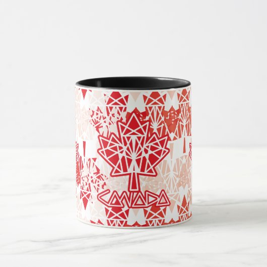 MAPLE MADE WITH TRIANGLES CANADA FLAG BY MASANSER マグカップ (中央)