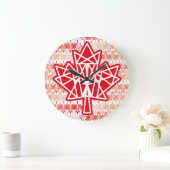 MAPLE MADE WITH TRIANGLES CANADA FLAG BY MASANSER ラージ壁時計 (ホーム)