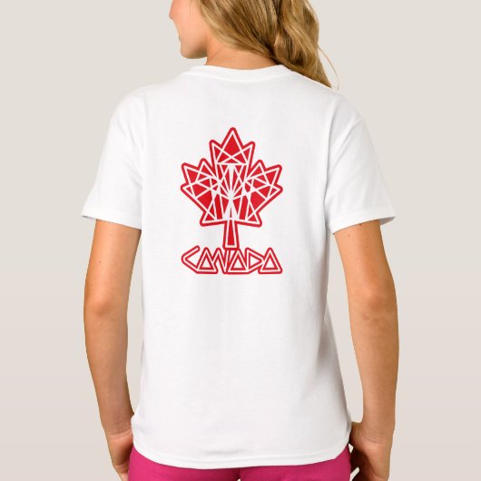 MAPLE MADE WITH TRIANGLES CANADA FLAG BY MASANSER Tシャツ (裏面)