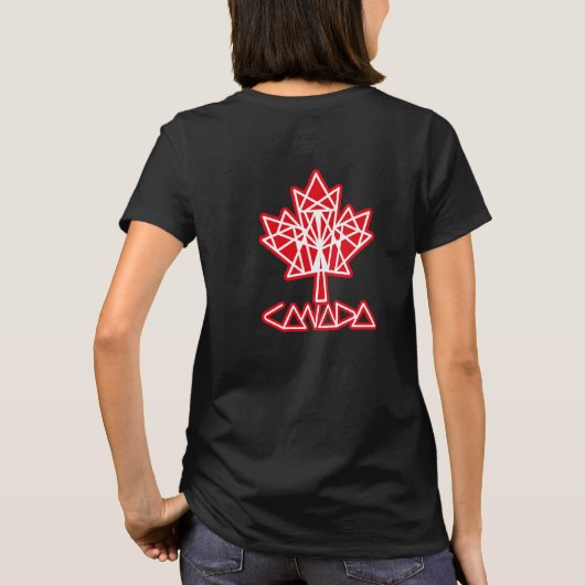 MAPLE MADE WITH TRIANGLES CANADA FLAG BY MASANSER Tシャツ (裏面)