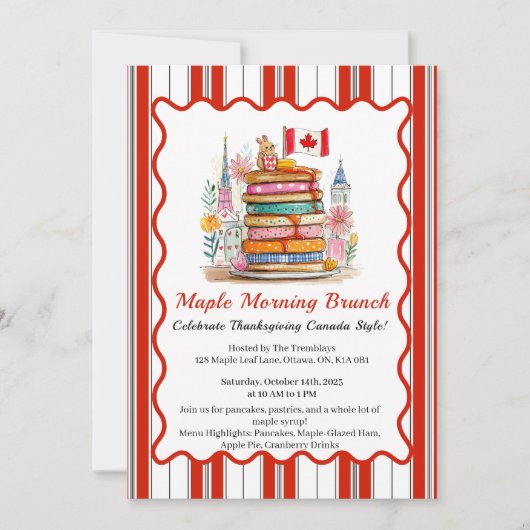 Maple Morning Brunch | 3D Dollhouse Pancake  招待状 (正面)