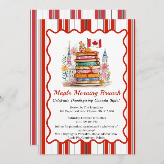Maple Morning Brunch | 3D Dollhouse Pancake 招待状 (正面/裏面)