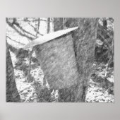 Maple Sap Bucket On Tree Black Pencil Art ポスター (正面)