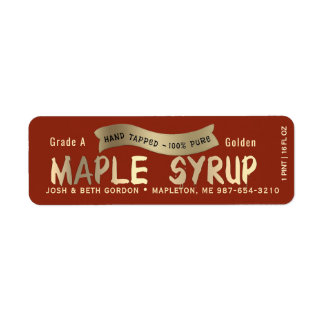 Maple Syrup Jar Tag with Metallic Gold Drip Font  ラベル