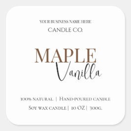 Maple Vanilla | エレガントな秋のソイキャンドルラベル スクエアシール