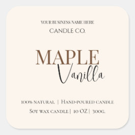 Maple Vanilla | Elegant Fall Soy Candle Label スクエアシール