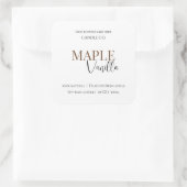 Maple Vanilla | Elegant Fall Soy Candle Label スクエアシール (バッグ)