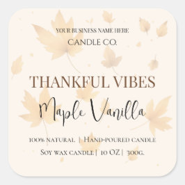 Maple Vanilla | Elegant Fall Soy Candle Label スクエアシール