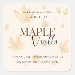 Maple Vanilla | Elegant Fall Soy Candle Label スクエアシール