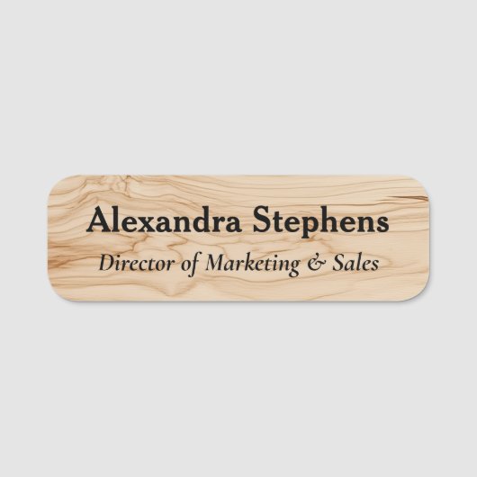 Maple Woodgrain Print Staff Employee Name Tag 名札 (正面)