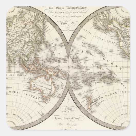 Mappemonde – ワールドマップ スクエアシール (正面)