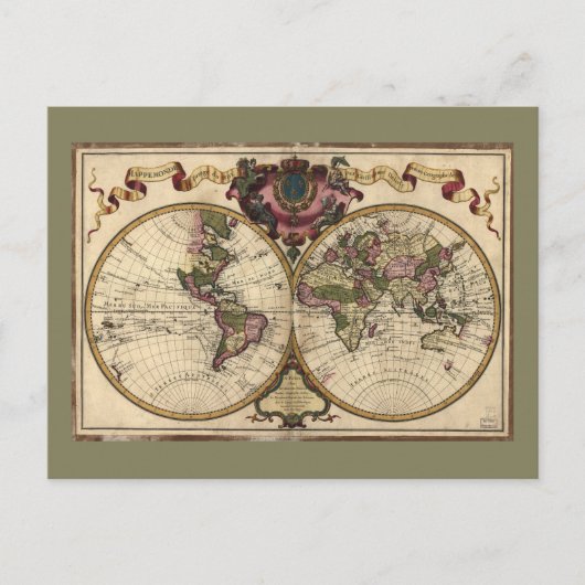 Mappemonde a l'usage du roy (ワールドマップ1720) ポストカード (正面)