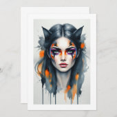maquillage chat halloween 招待状 (正面/裏面)