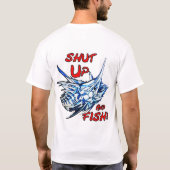 Mar1スポーツ魚釣りシャットアップと魚のドライフィット長 Tシャツ (裏面)