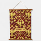 Mara Trumpeting Glory: Crimson & Gold Regal Elepha 吊り下げ型タペストリー (正面2)