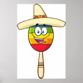 Maraca with Sombrero Colorful Fiesta ポスター (正面)