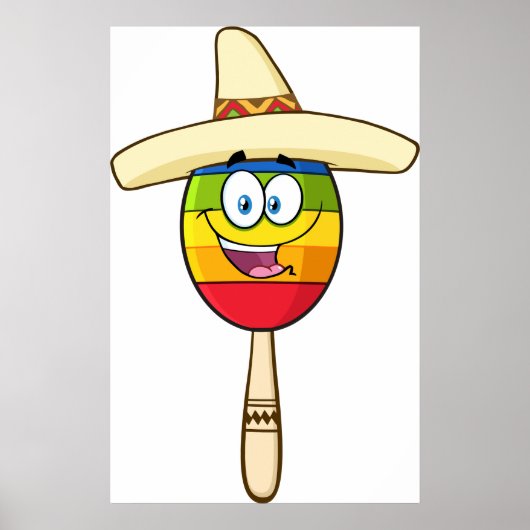 Maraca with Sombrero Colorful Fiesta ポスター (正面)