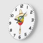 Maraca with Sombrero Colorful Fiesta ラージ壁時計 (傾斜)