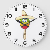 Maraca with Sombrero Colorful Fiesta ラージ壁時計 (正面)