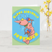 maracasの誕生日のかわいく幸せな漫画の車海老 カード (黄色い花)