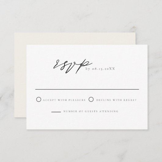 MARAHクラシックエレガントミニマルモダン RSVPはがき 招待状 (正面/裏面)