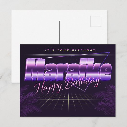 Maraike Name Vorname lila Postkarte Geburtstag ポストカード (正面/裏面)