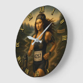 Marathon Runner Funny Mona Lisa ラージ壁時計 (傾斜)