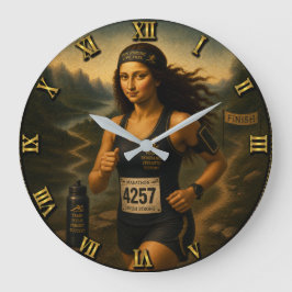 Marathon Runner Funny Mona Lisa ラージ壁時計