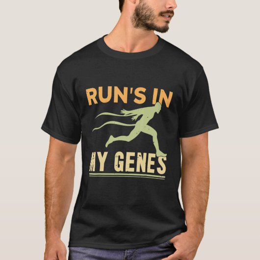 Marathon Runners Running Run's in my Genes Tシャツ (正面)