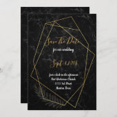 Marble フェイク Geometric日付を保存 招待状 (正面/裏面)