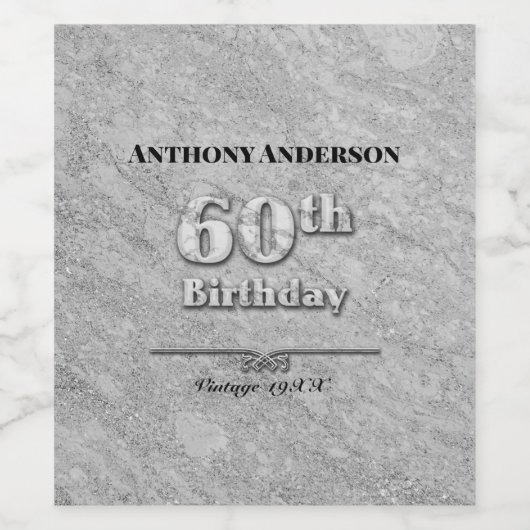 Marble 60th Birthday  ワインラベル (シングルラベル)