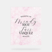 Marble Abstract Pink Wedding Script Black  アクリルサイン (正面)