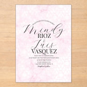 Marble Abstract Pink Wedding Script Black  アクリル招待状 (正面)
