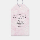 Marble Abstract Pink Wedding Script Black ギフトタグ (正面)