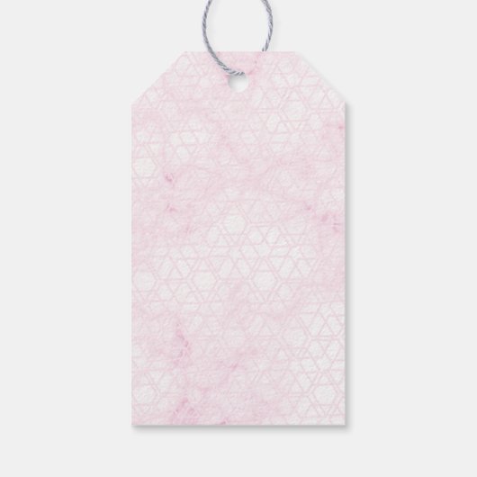 Marble Abstract Pink Wedding Script Black ギフトタグ (裏面)