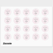 Marble Abstract Pink Wedding Script Black  ラウンドシール (シート)