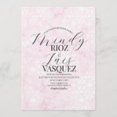 Marble Abstract Pink Wedding Script Black 招待状 (正面)