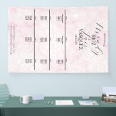 Marble Abstract Pink Wedding Script Black Menu 横断幕 (トレードショー)