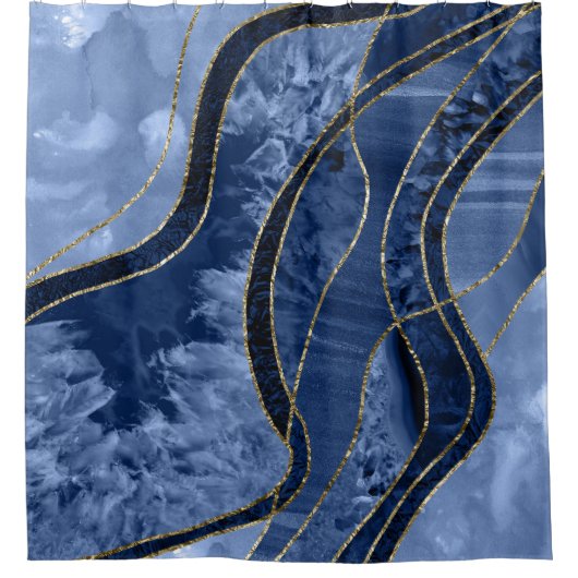 Marble Agate Gold Glam 10 シャワーカーテン (正面)