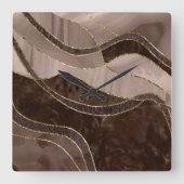 Marble Agate Gold Glam 4 - landscape スクエア壁時計 (正面)
