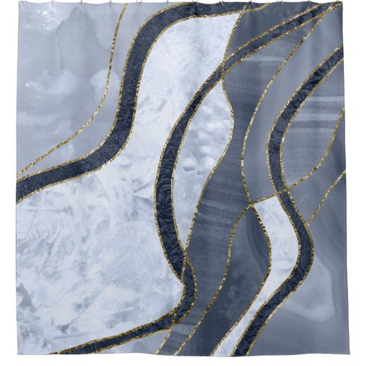 Marble Agate Gold Glam 8 シャワーカーテン (正面)