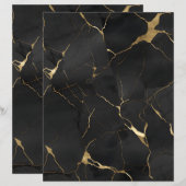 Marble Black Gold Scrapbook Paper (正面/裏面)