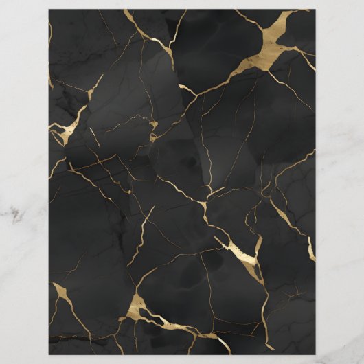 Marble Black Gold Scrapbook Paper (正面)
