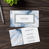 Marble Blue and Gold Custom Business Card 名刺