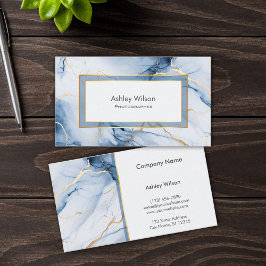 Marble Blue and Gold Custom Business Card 名刺