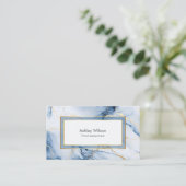 Marble Blue and Gold Custom Business Card 名刺 (スタンド正面)