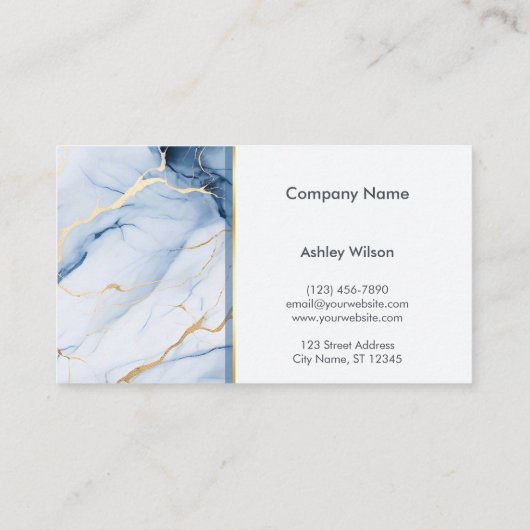 Marble Blue and Gold Custom Business Card 名刺 (裏面)